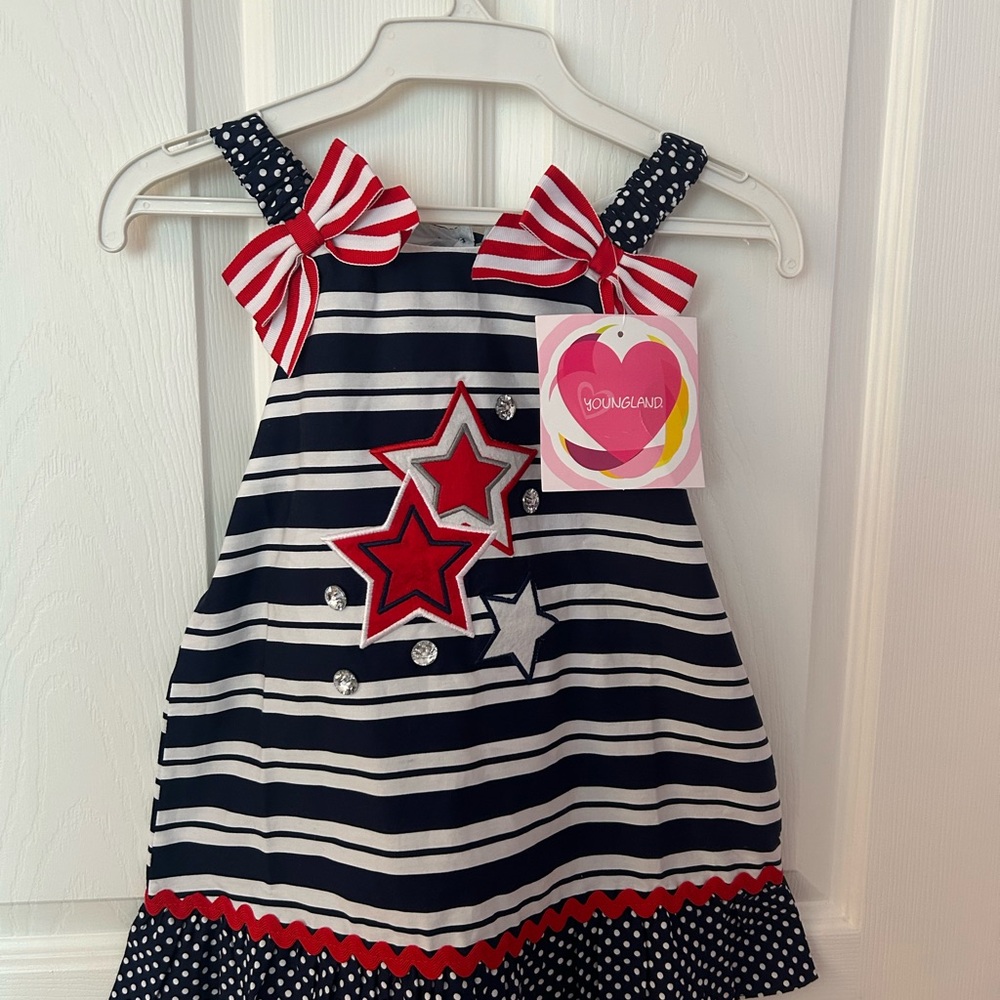 Youngland Navy and Red Striped Dress with Stars